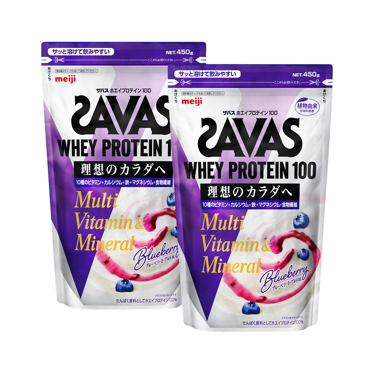 ザバス ホエイプロテイン100 マルチビタミン＆ミネラル ブルーベリーヨーグルト味 450g×2個セット(900g)